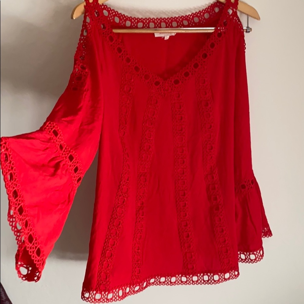 Solitaire red boho style top